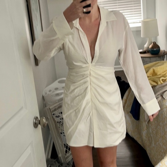 Zara white long sleeve draped dress - Picture 5 of 5
